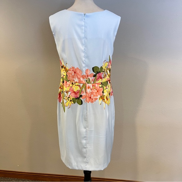 New York & Company baby blue color sleeveless Floral Mini Dress size 10 - Picture 4 of 11